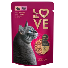 My Love Wet Food For Adult Cat With Rabbit & Turkey In Gravy 85g