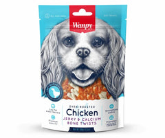 Wanpy Low Fat Oven-Roasted Chicken Jerky & Calcium Bone Twists Dog Treats 100G