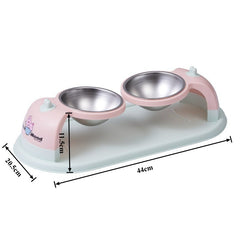 Nunbell Double stainless steel bowl with a wide base for pets