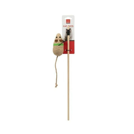 Nunbell sisal mouse teaser wand cat toy with wooden stick