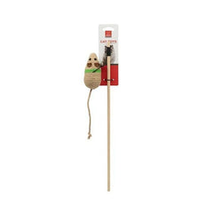 Nunbell sisal mouse teaser wand cat toy with wooden stick