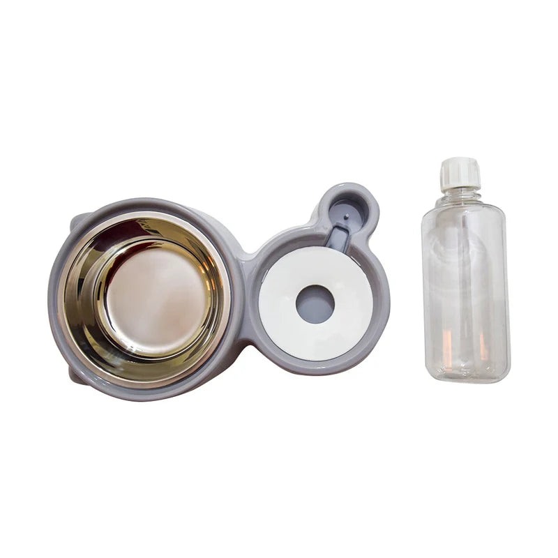 Cat Feeder with Bottle Water Dispenser