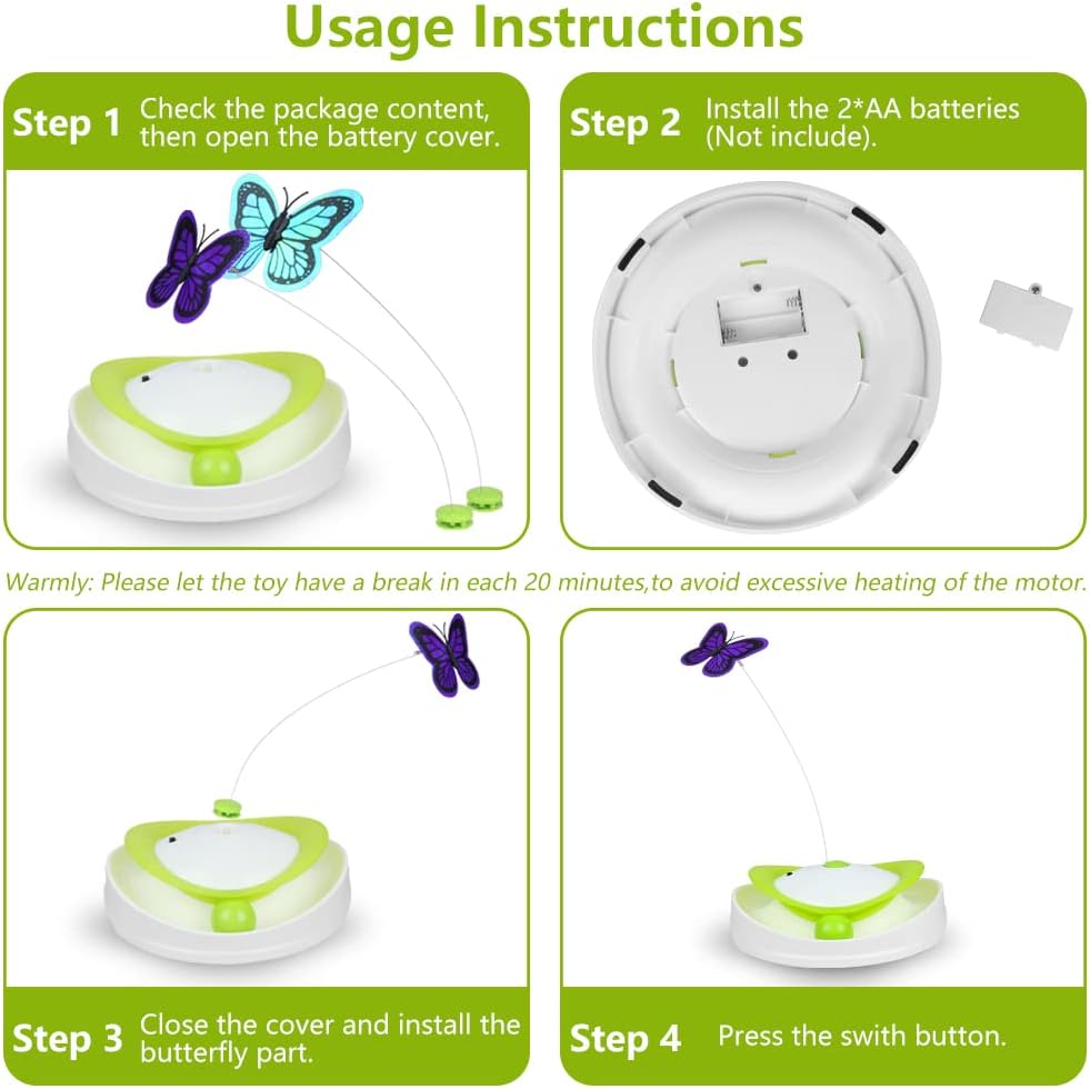 Nunbell Battery-Operated Automatic Electronic Butterfly Cat Toy