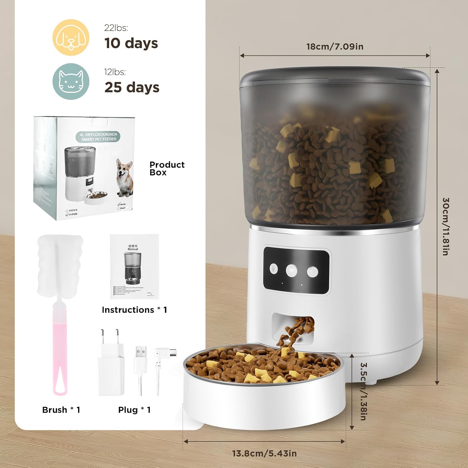 Automatic Pet Feeder, WiFi Control, Smart Feeder