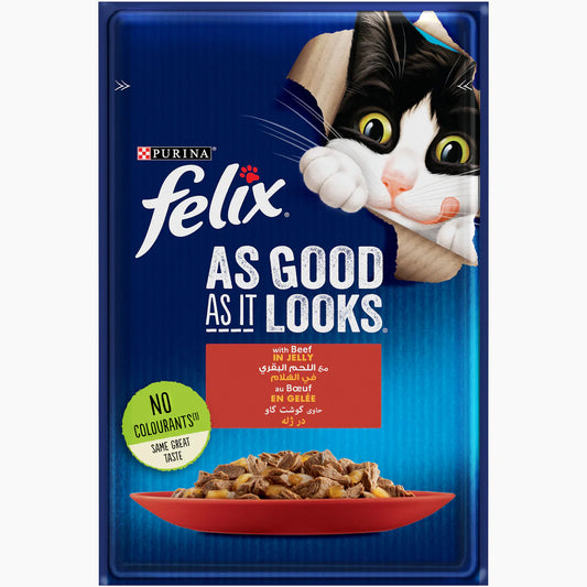 FELIX Beef in Jelly Wet Cat Food Pouch 85g
