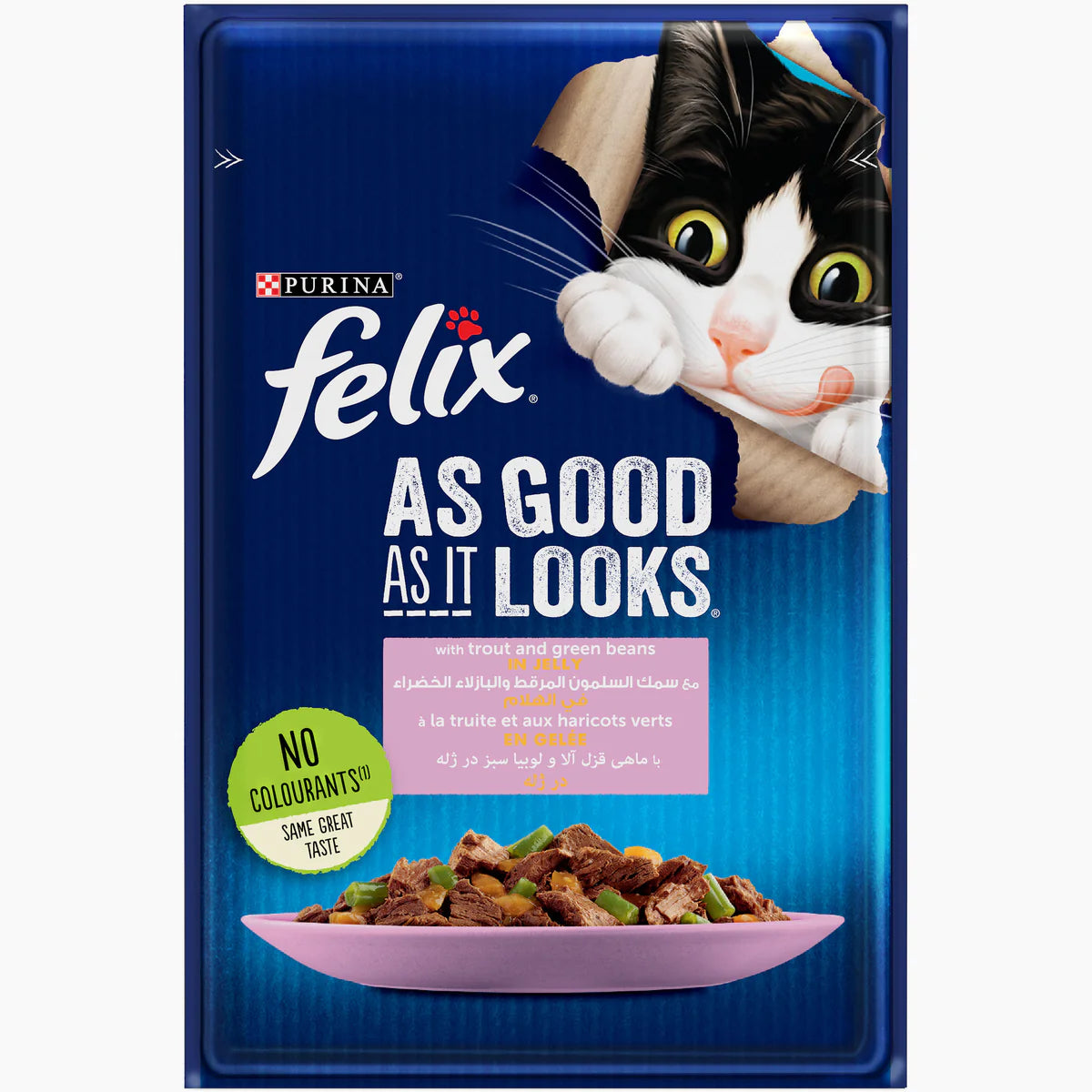 FELIX Trout and Green Bean Wet Cat Food Pouch 85g