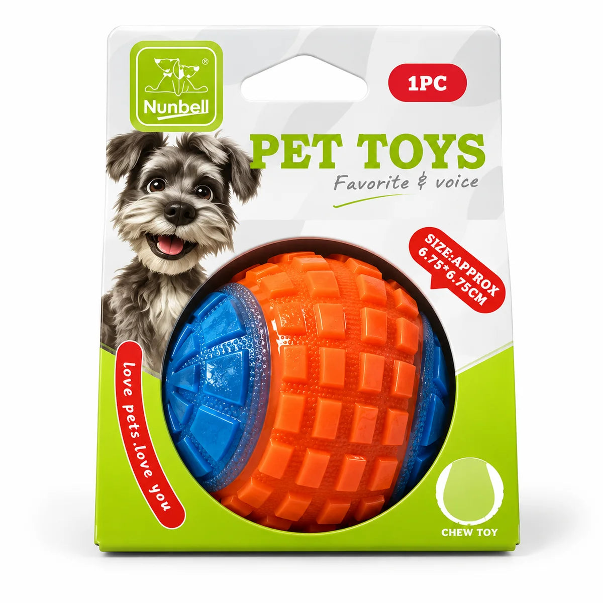 Nunbell Interactive Textured Chew Ball Dog Toy