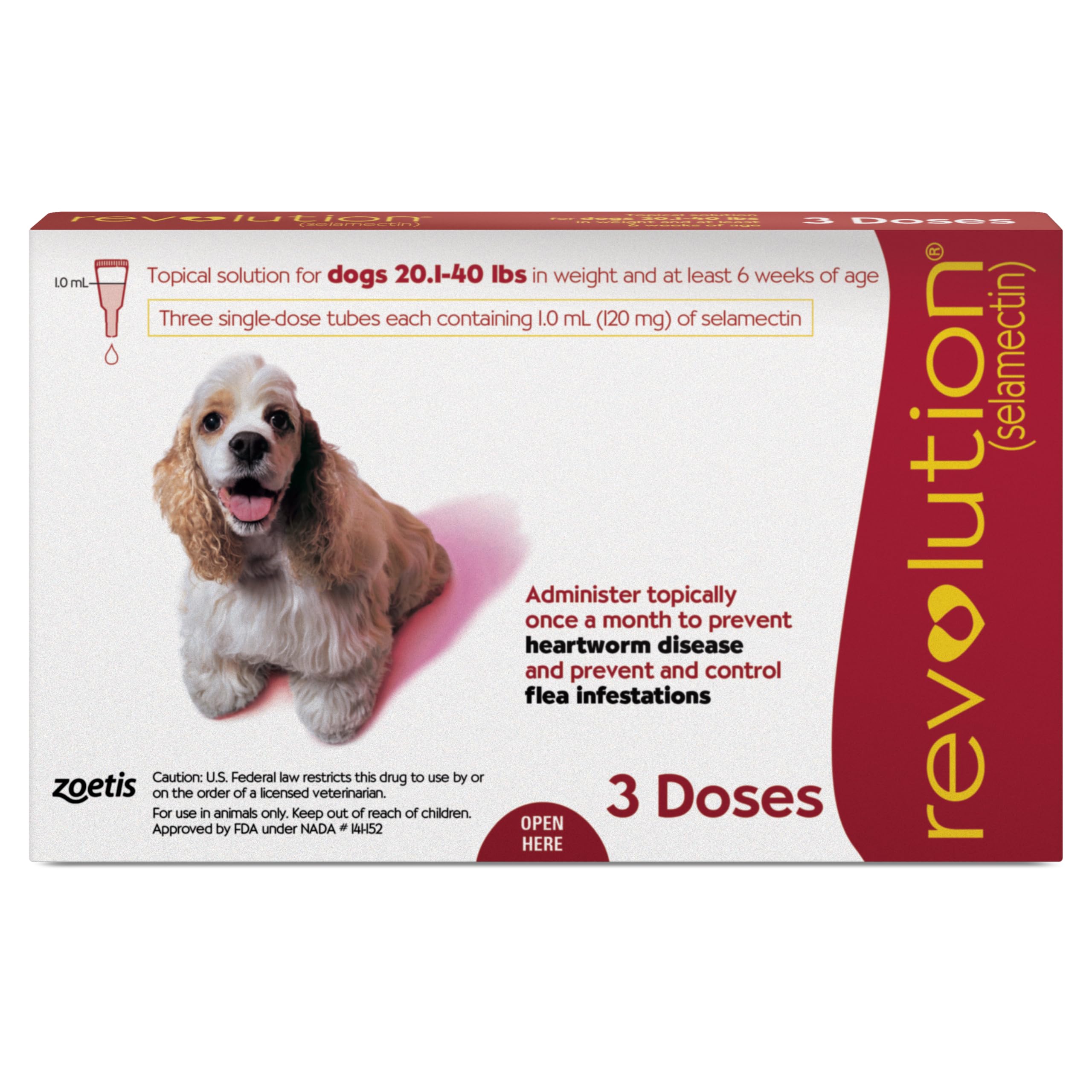 Revolution Topical Solution for Dogs,  20.1-40 lbs - 1 Pipette