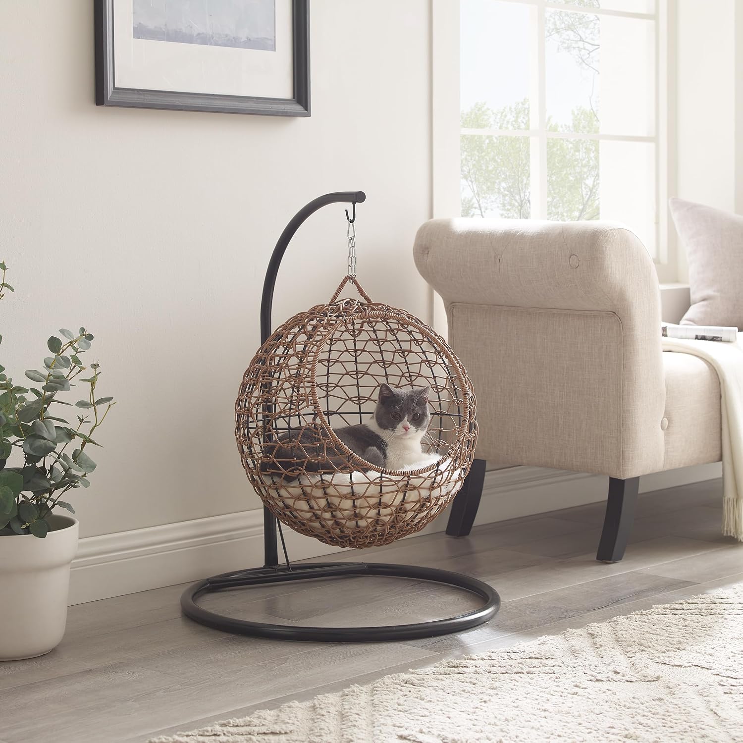 Cat Swing Bed with Stand & Cushion