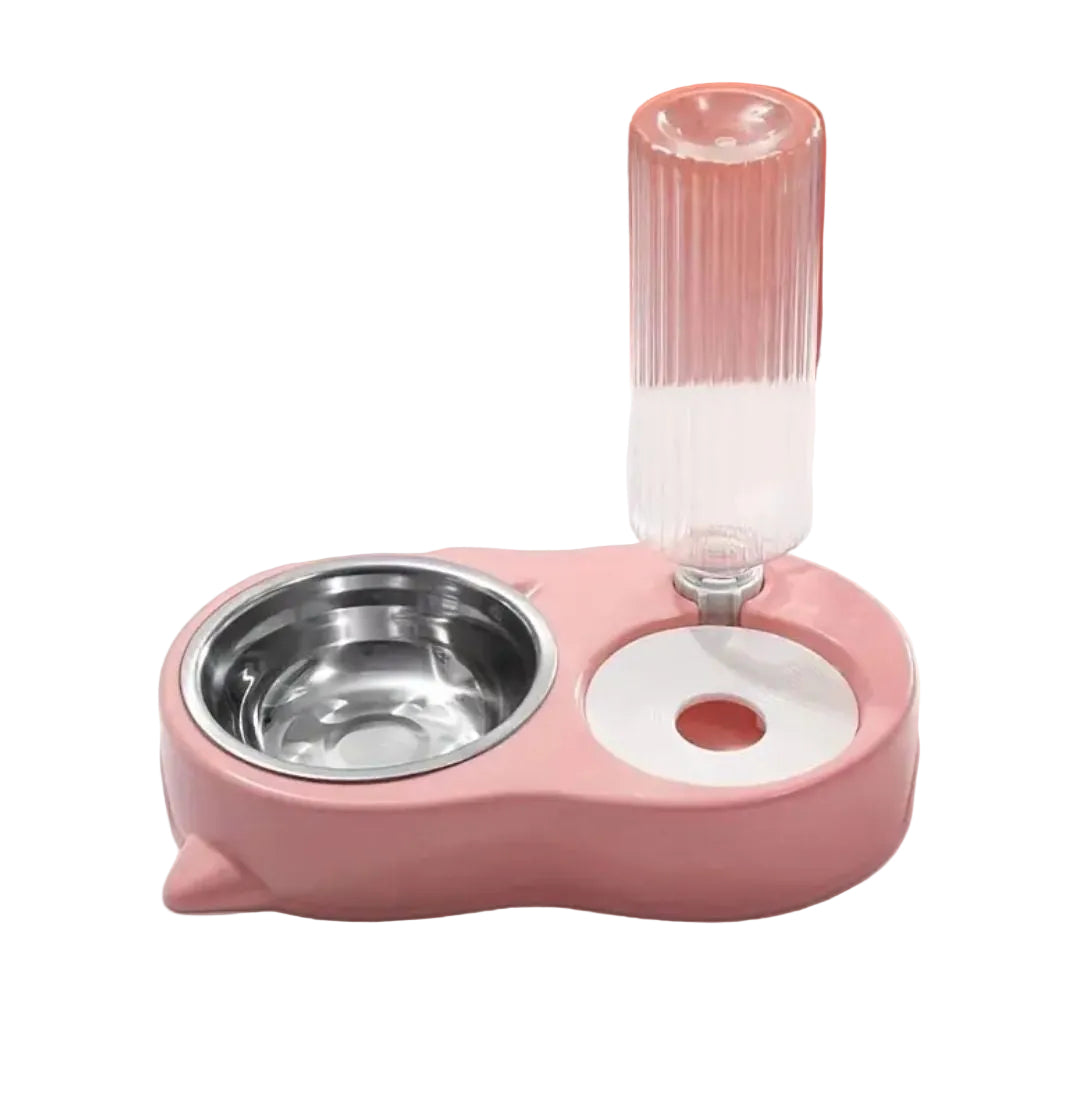 Cat Feeder with Bottle Water Dispenser