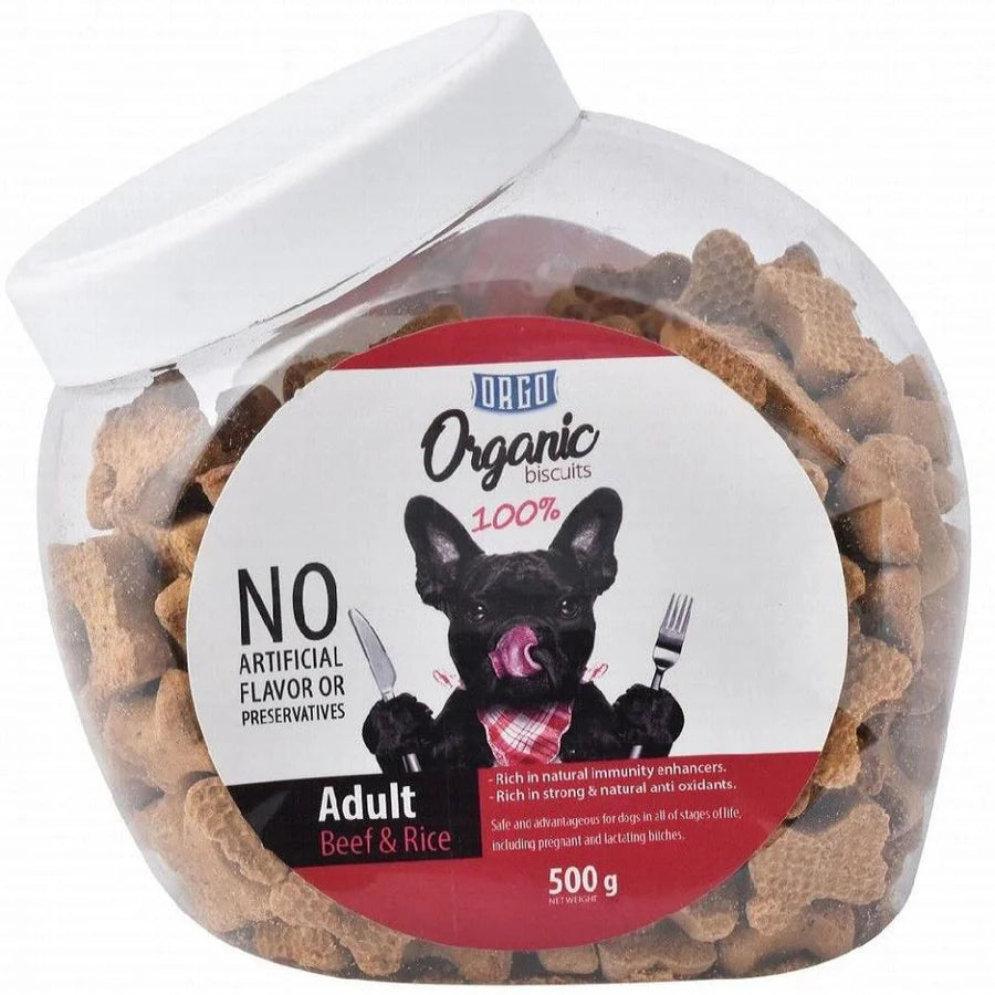 Orgo Organic Biscuits adult Beef & Rice 500 gm