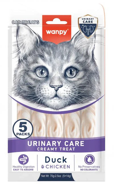 Wanpy Cat Urinary Care Treats Creamy Duck & Chicken 70 g (5*14g)