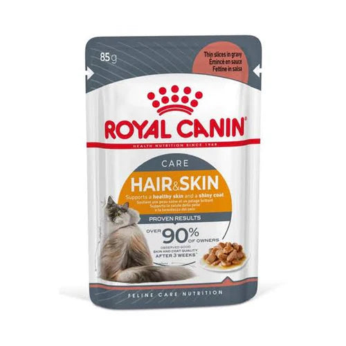Royal Canin Hair & Skin Care in Gravy Wet Cat Food – 85 g Pouch (Skin & Coat)