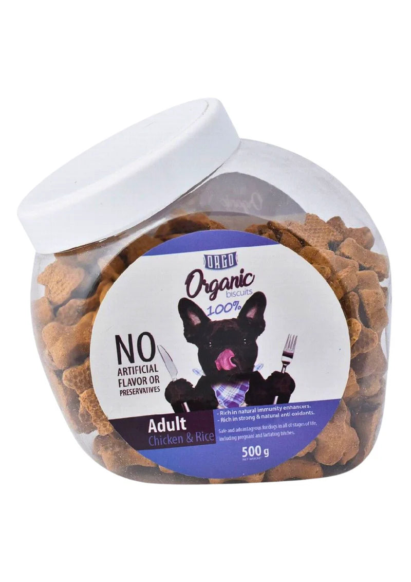 Orgo Organic Biscuits adult Chiken & Rice 500 gm