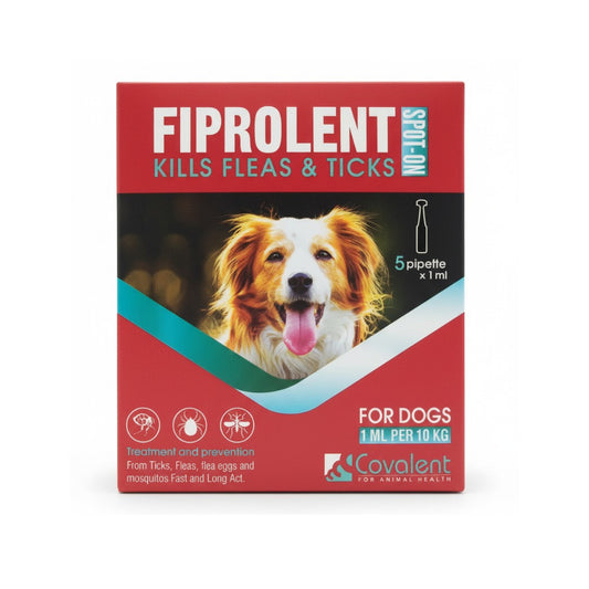 FIPROLENT KILLS FLEAS&TICKS FOR DOGS 5 PIPETTEX1ML