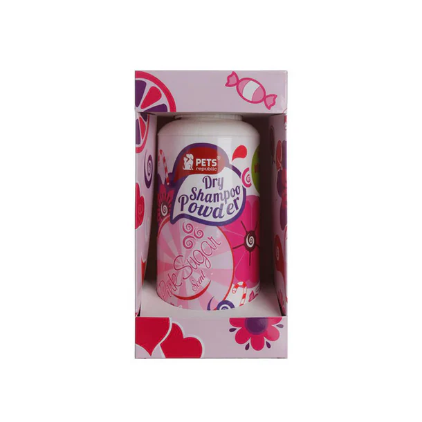 pets republic dry shampoo powder for cat and dog scent 500ml (pink suger)