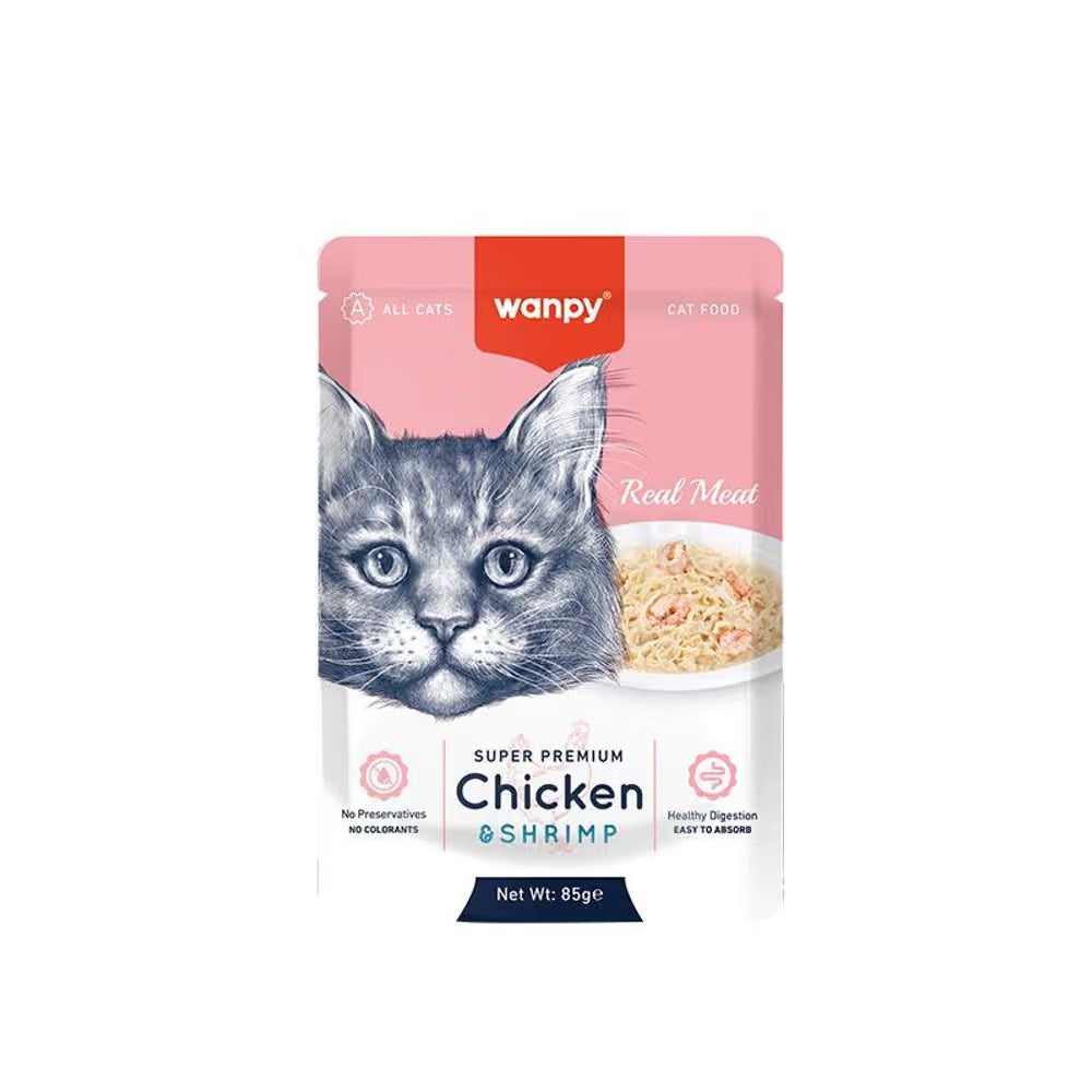 Wanpy Adult Cat Real Meat Chicken & Shrimp 85 G Pouch