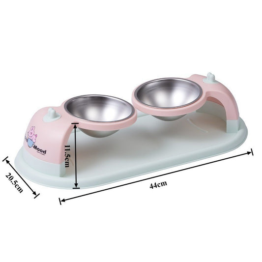 Nunbell Double stainless steel bowl with a wide base for pets